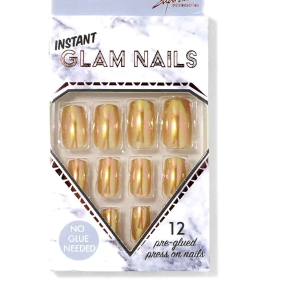 NIP Instant Glam Iridescent Gold Press-On Nails